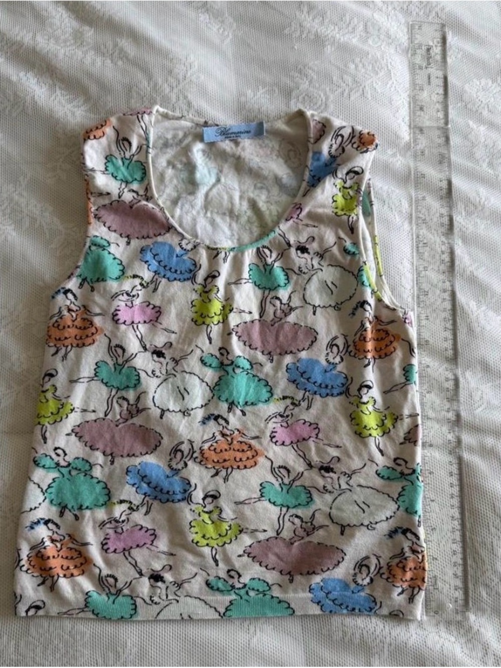 Rare Blumarine Ballerina Print Tank Top - Pastel Multi Uptown Girks - Picture 2 of 3